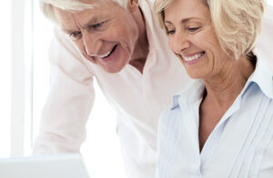 Couple looking at computer